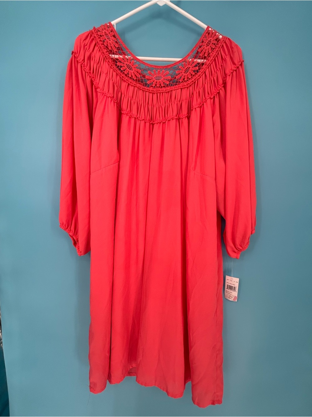 Justify Coral Dress with Crochet Yoke